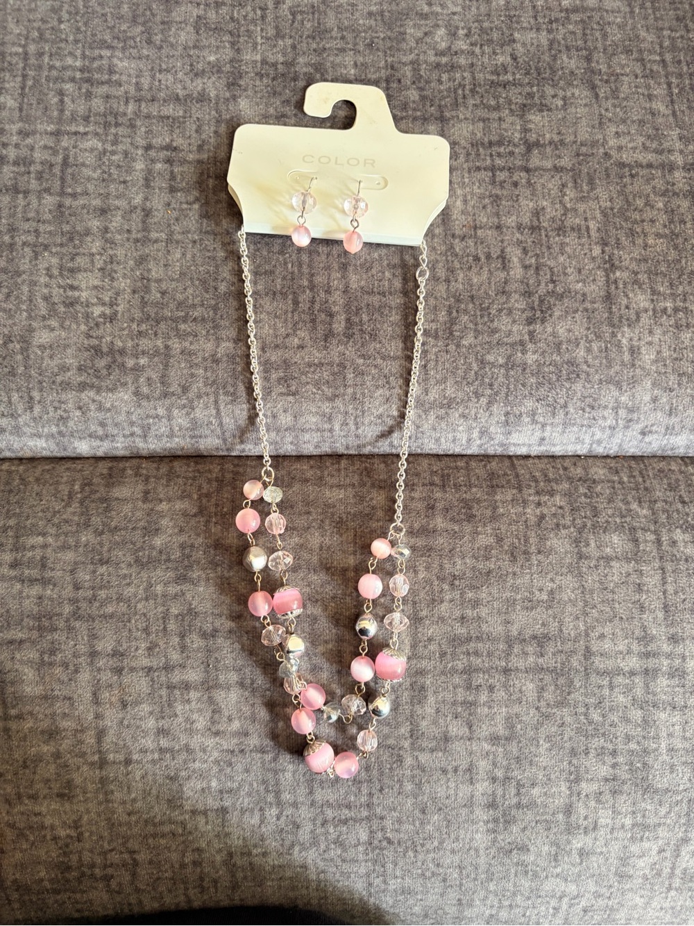 Xhilaration Pink Beaded Necklace and Earring Set